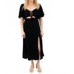 NEW LOVE IS ALL cutout flutter sleeve corset dress in black